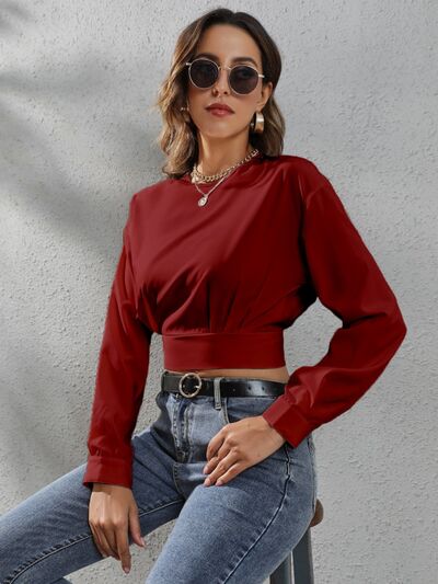 Round Neck Long Sleeve Blouse Classic & Versatile