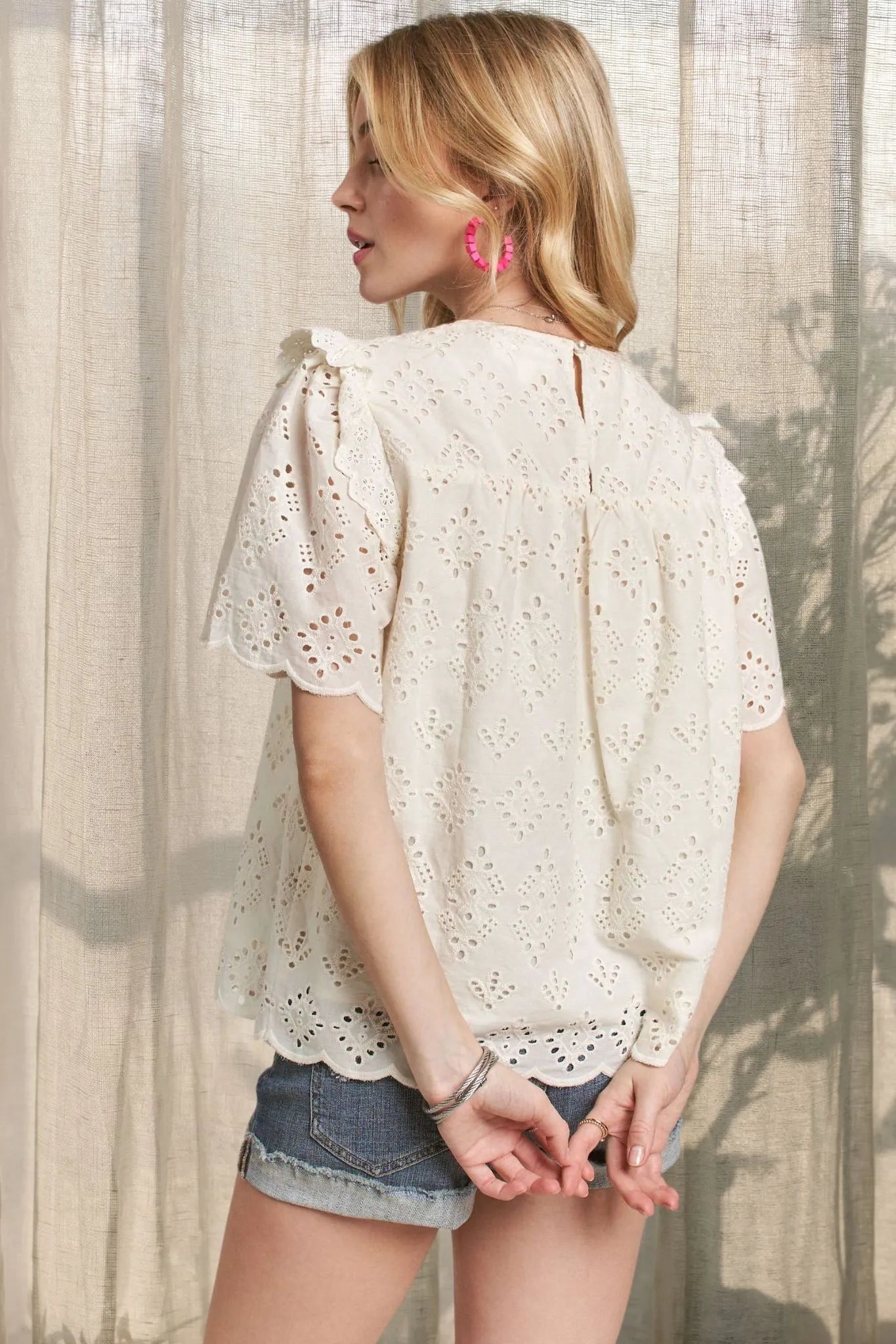 Ruffle Shoulder Blouse