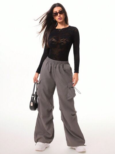 Round Neck Long Sleeve Lace Bodysuit Elegant & Chic