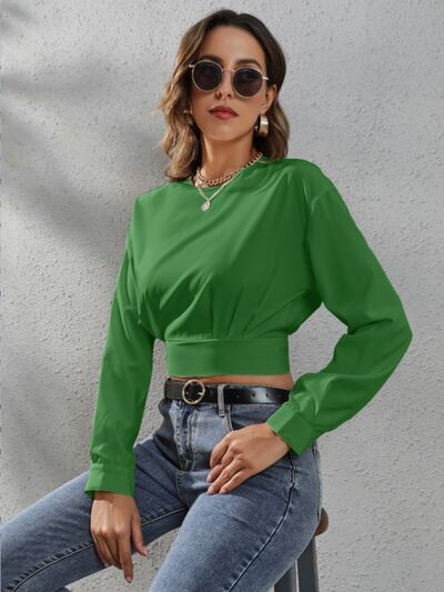 Round Neck Long Sleeve Blouse Classic & Versatile
