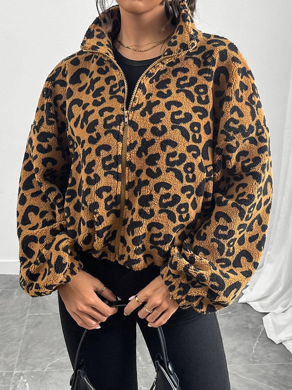 Leopard Zip-Up Long Sleeve Jacket | Bold & Trendy Outerwear