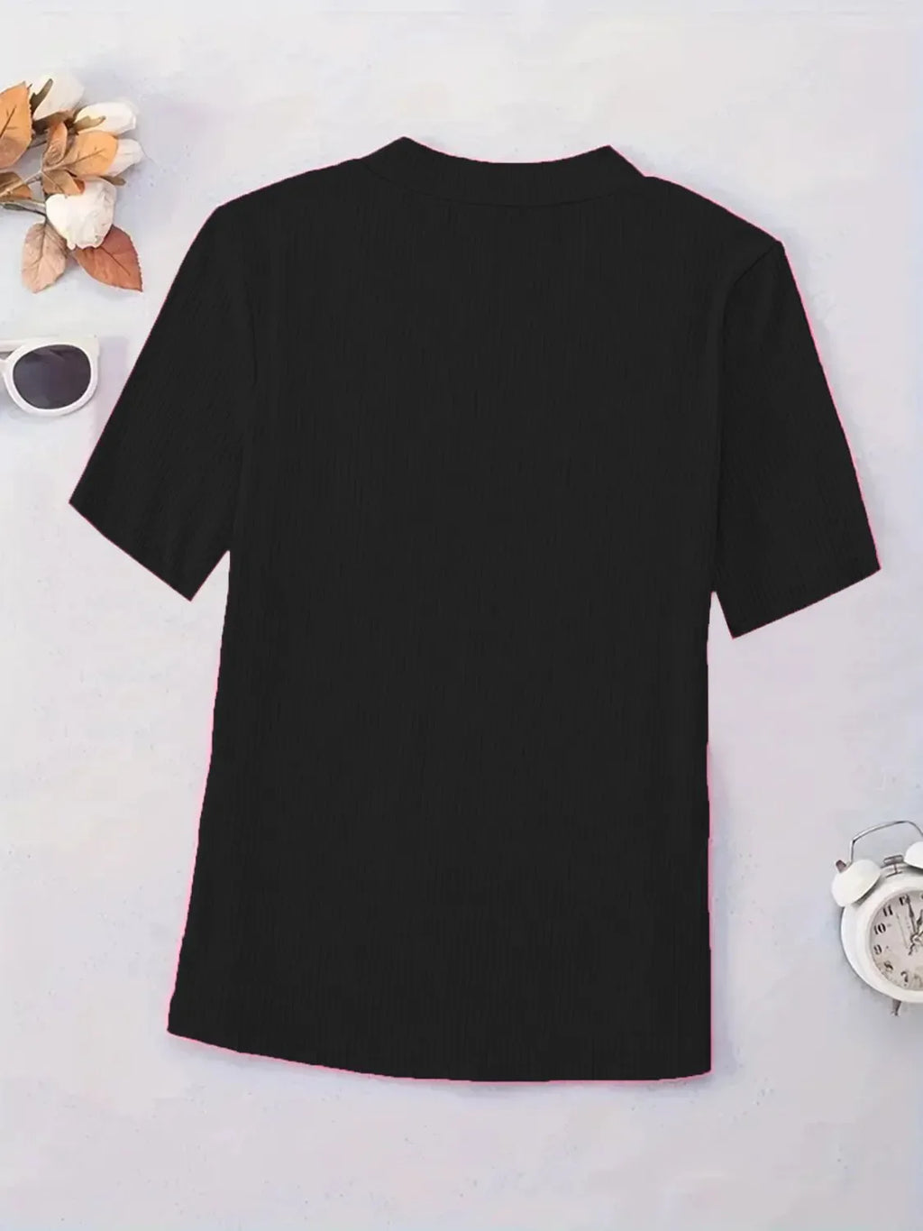 Full Size Solid V-Neck Short Sleeve T-Shirt Plus Size