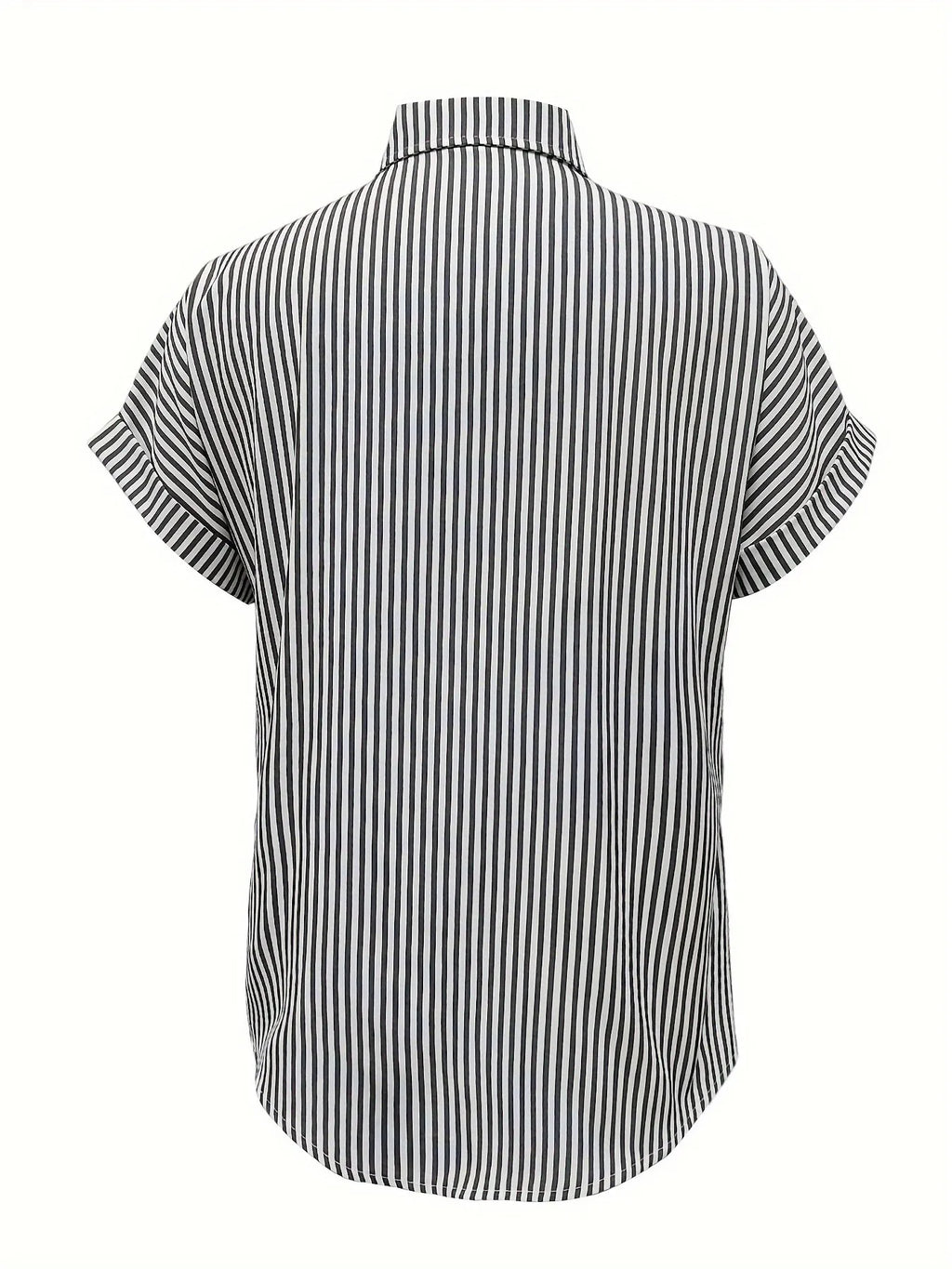 Full Size Striped Button-Up Casual Shirt with Pocket Plus Size