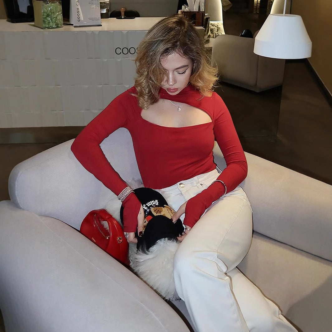 Hollow Long Sleeve SlimFit T-Shirt Edgy & Chic