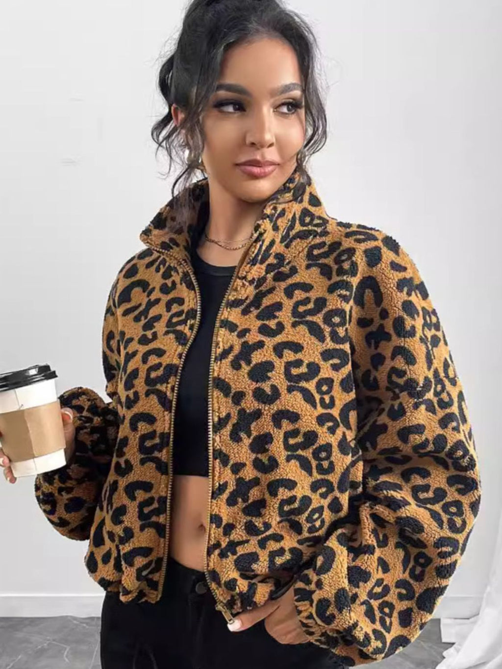Leopard Zip-Up Long Sleeve Jacket | Bold & Trendy Outerwear
