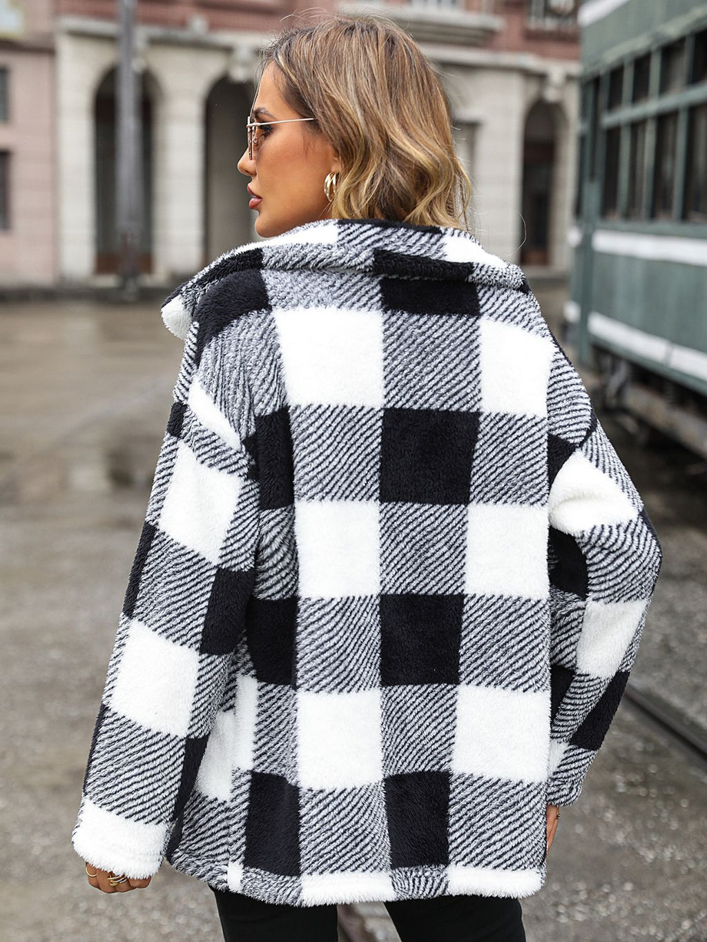 Plaid Collared Neck Button-Down Jacket | Trendy & Cozy Outerwear