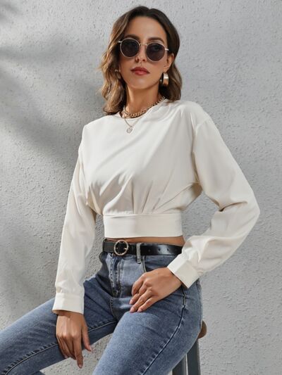 Round Neck Long Sleeve Blouse Classic & Versatile