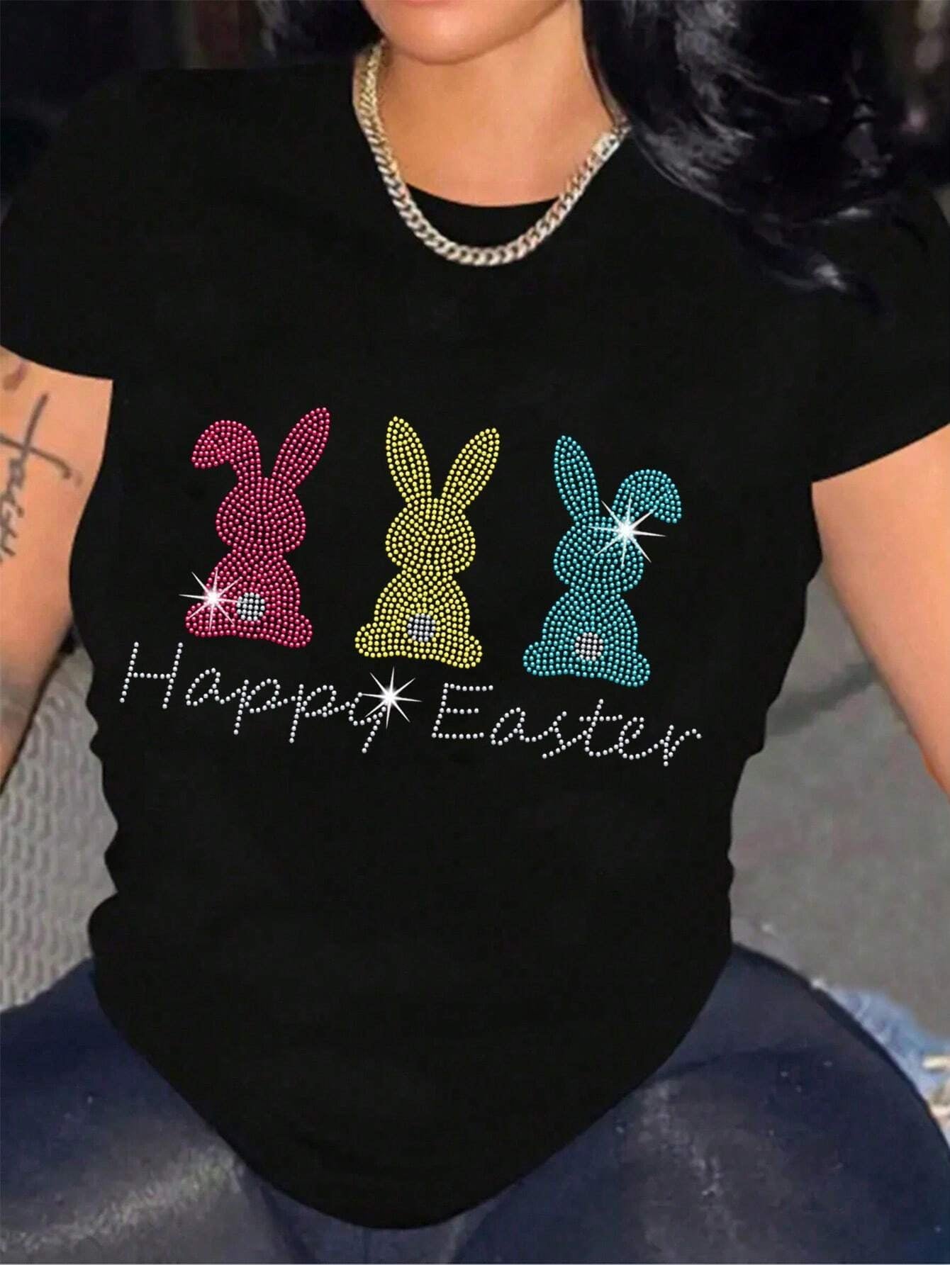 HAPPY EASTER Round Neck T-Shirt – Festive & Fun