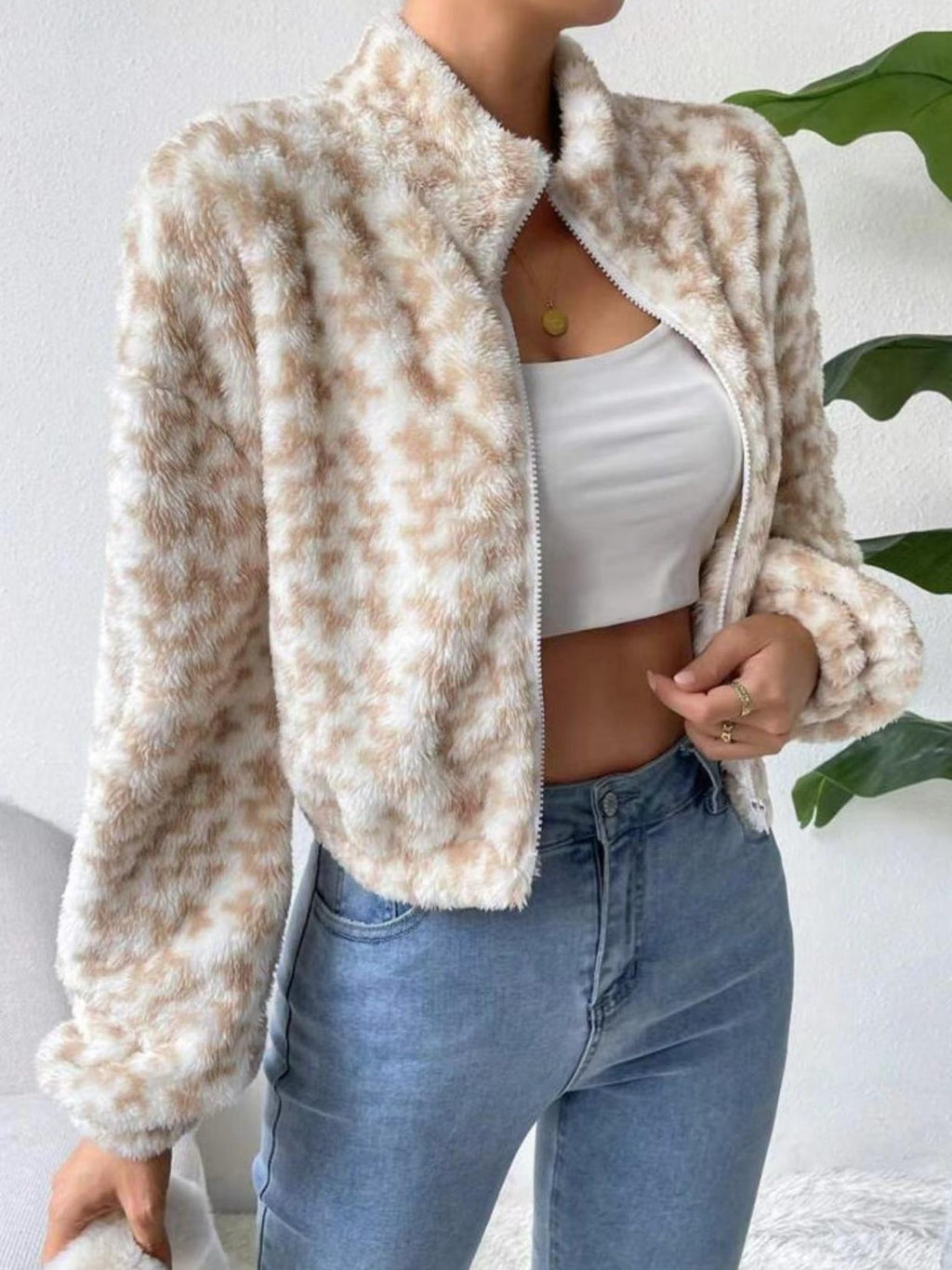 Zip-Up Long Sleeve Fuzzy Outerwear | Cozy & Stylish Cold-Weather Layer