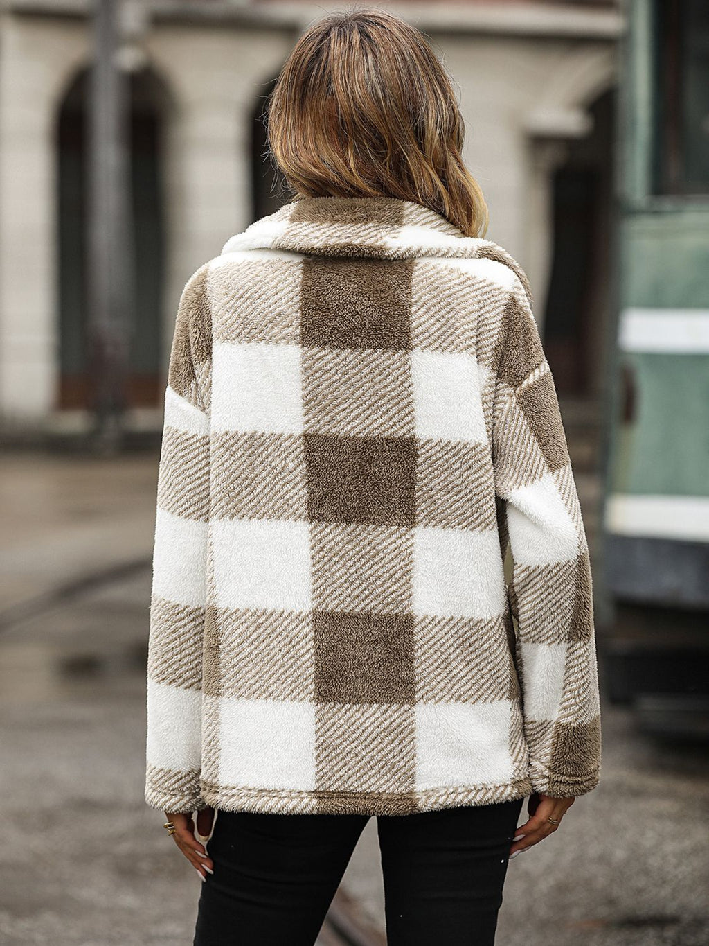 Plaid Collared Neck Button-Down Jacket | Trendy & Cozy Outerwear