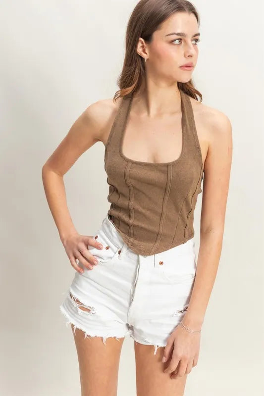 HYFVE Mineral Wash Halter Neck Everyday Top