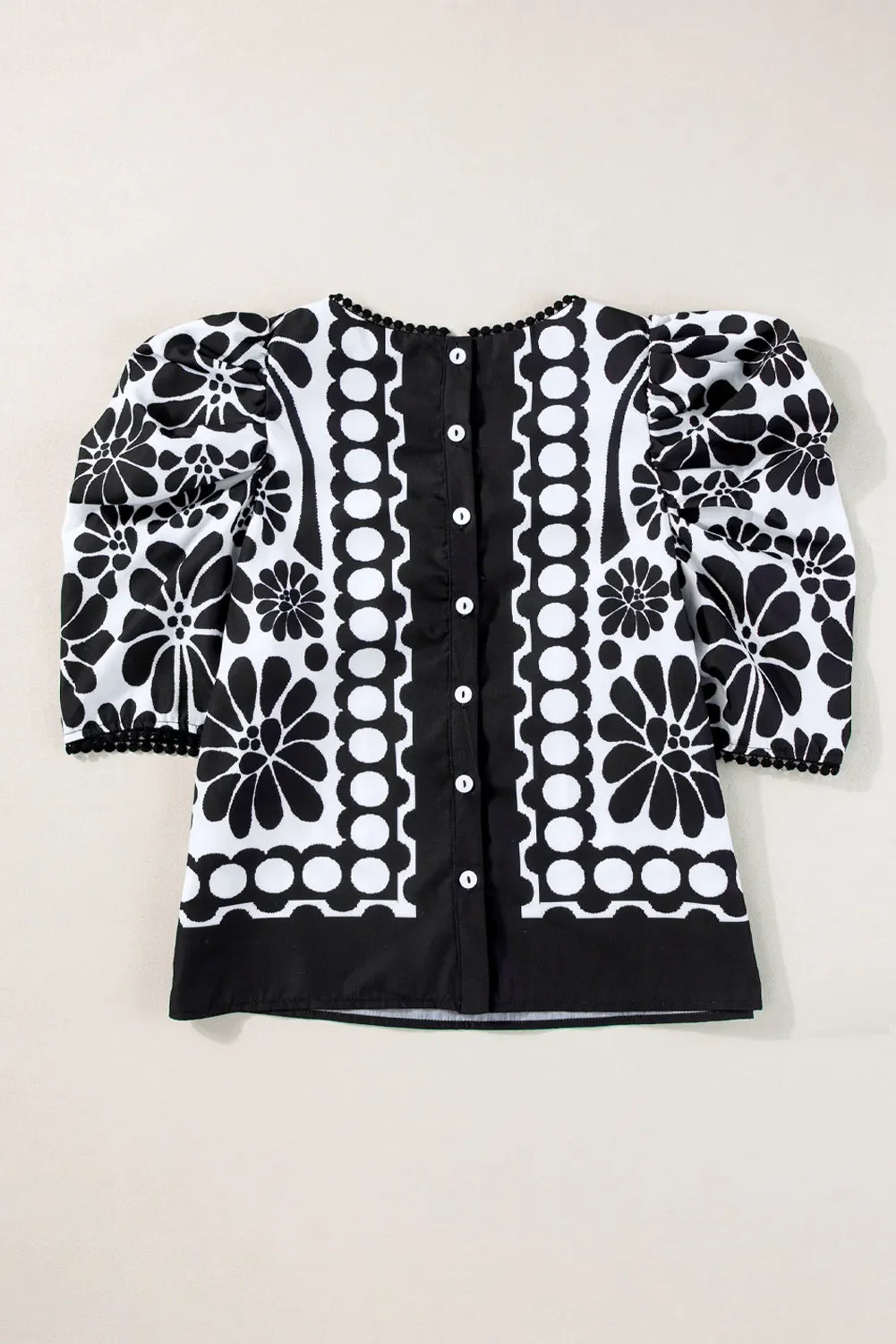 Printed Round Neck Half Sleeve Blouse | Stylish & Versatile
