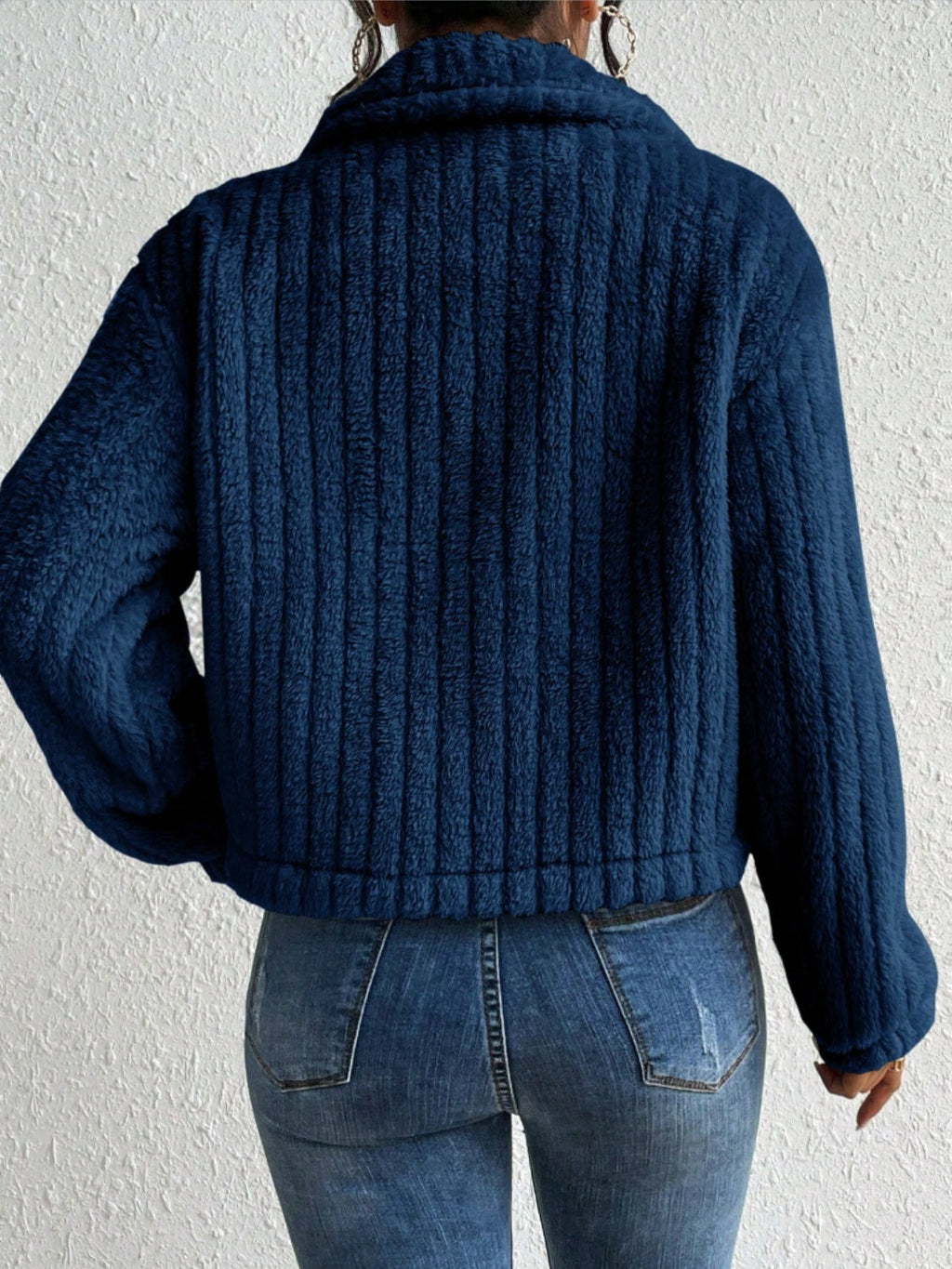 Title: Fuzzy Button-Up Collared Neck Jacket | Cozy & Stylish Outerwear