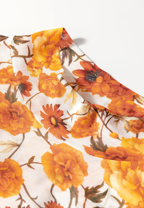 Printed Mock Neck Flare Sleeve Top | Chic & Trendy Statement Blouse