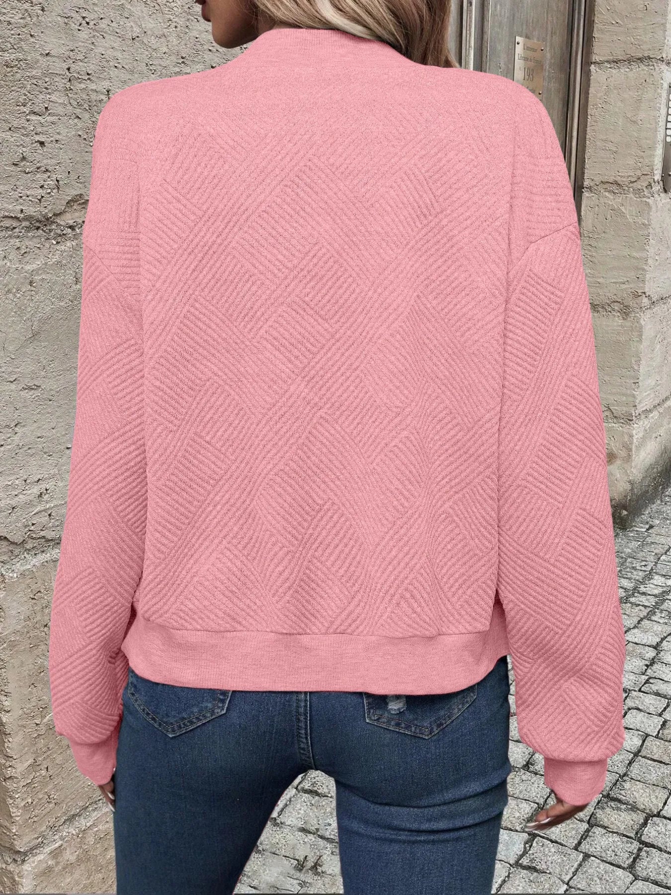 Zip-Up Textured Long Sleeve Jacket