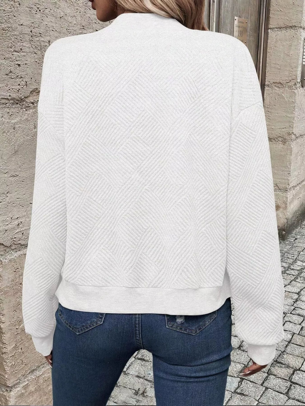 Zip-Up Textured Long Sleeve Jacket