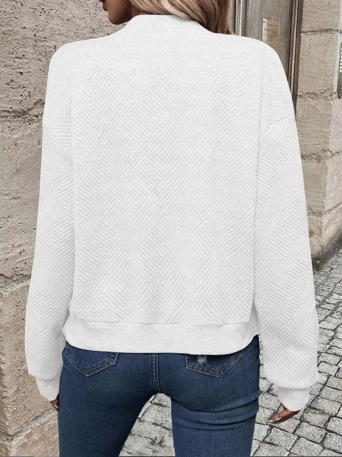 Zip-Up Textured Long Sleeve Jacket