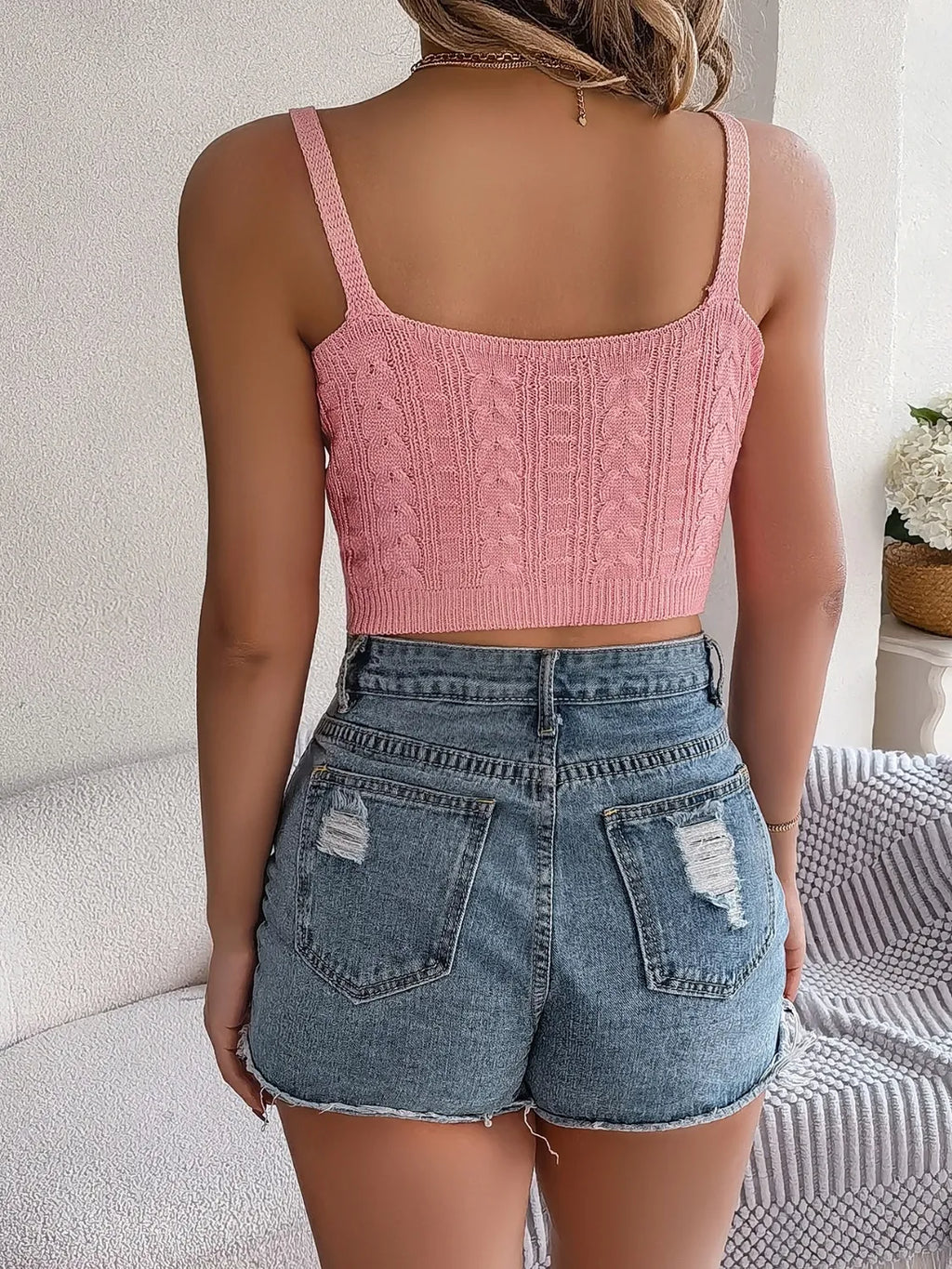 Cable-Knit Short Cami