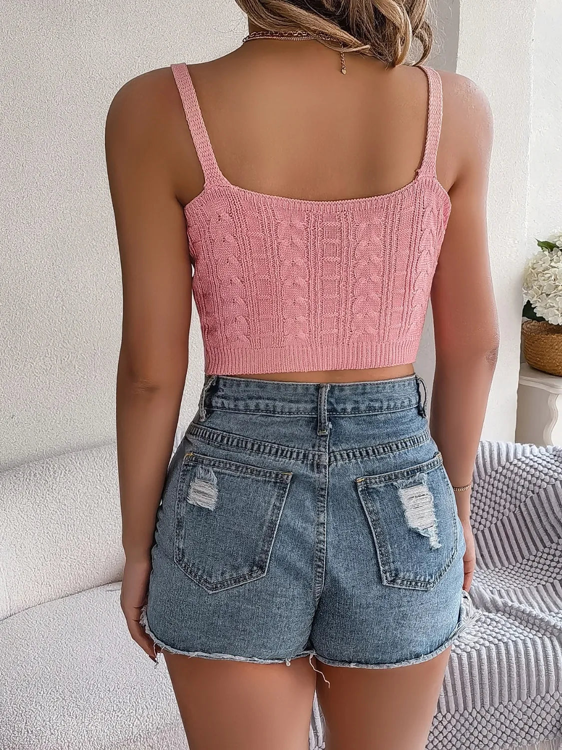 Cable-Knit Short Cami