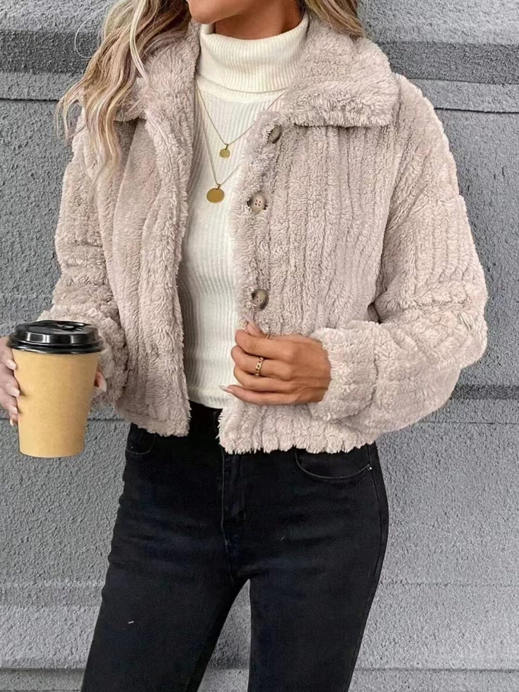 Button-Up Long Sleeve Fuzzy Outerwear | Cozy & Trendy Cold-Weather Layer