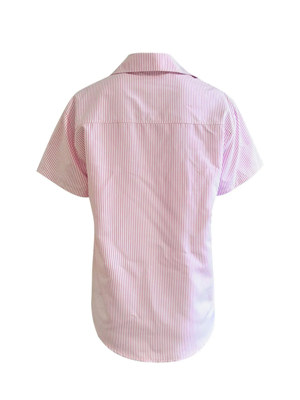 Full Size Striped Button-Up Casual Shirt with Pocket Plus Size