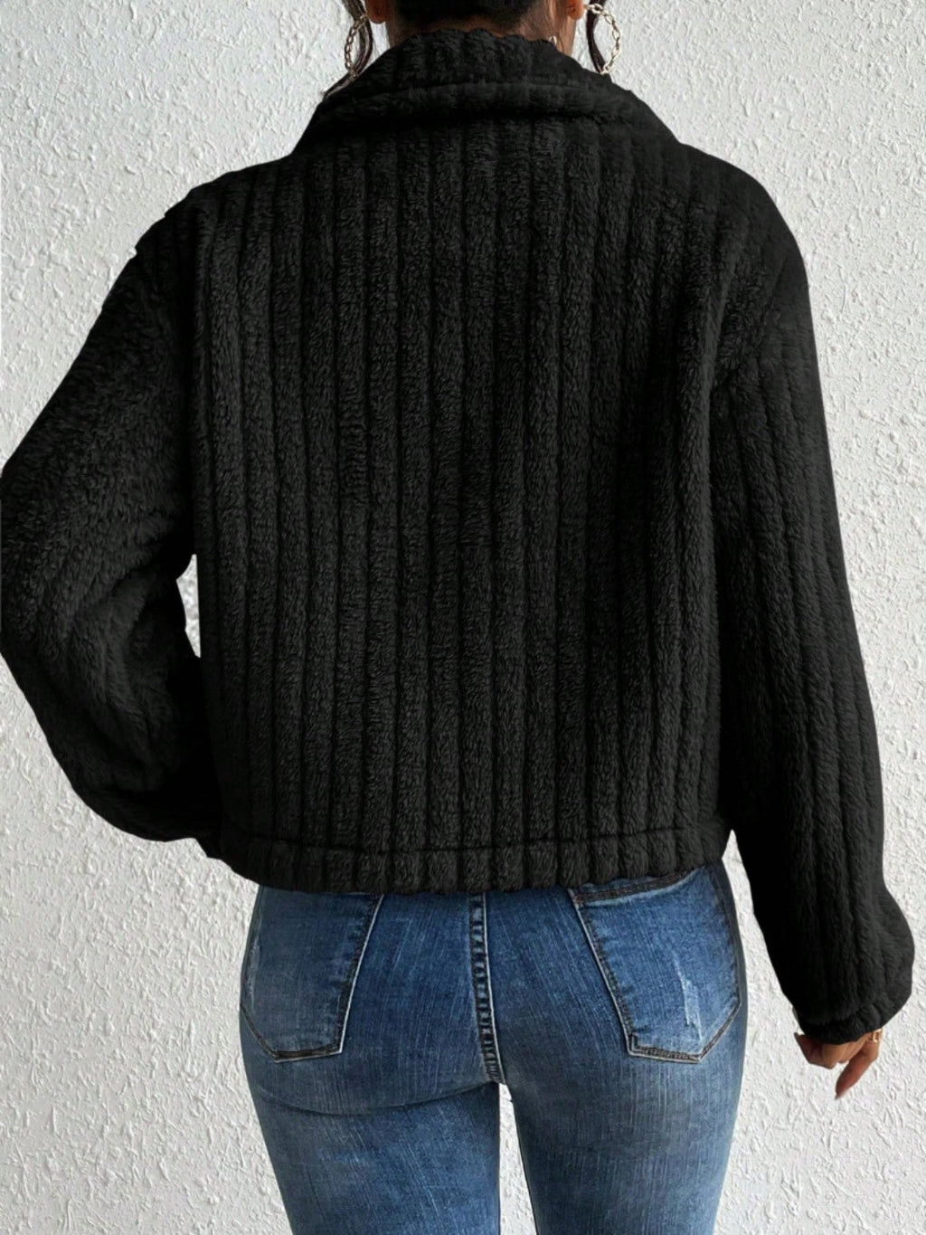 Title: Fuzzy Button-Up Collared Neck Jacket | Cozy & Stylish Outerwear