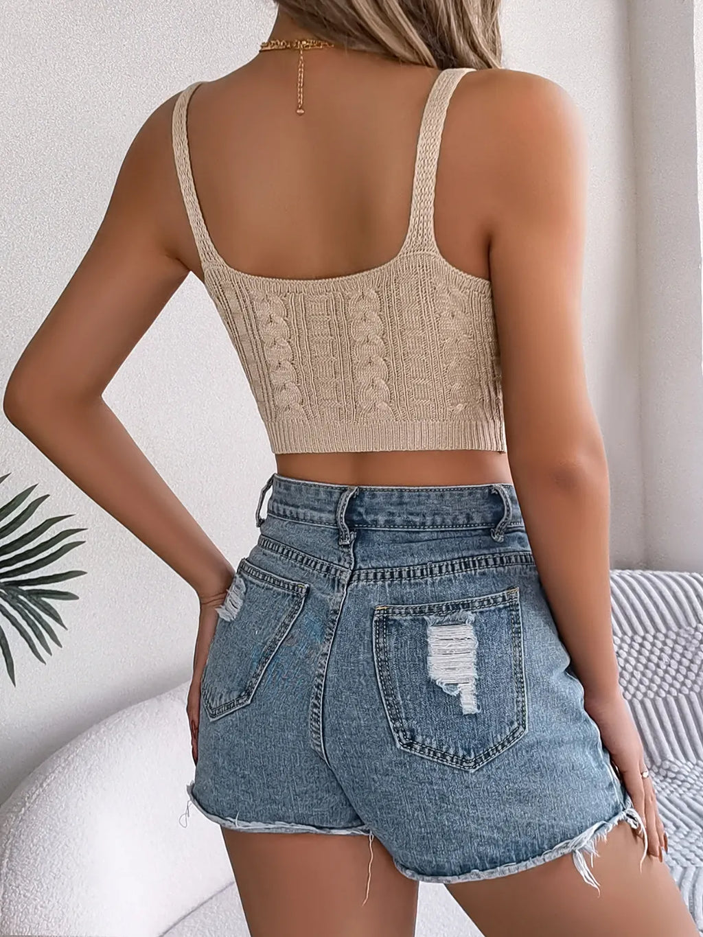 Cable-Knit Short Cami