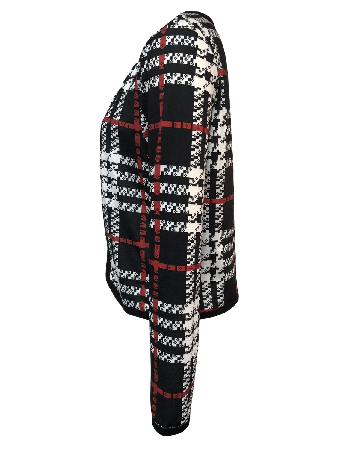 Plaid Open Front Long Sleeve Jacket | Classic & Cozy Outerwear