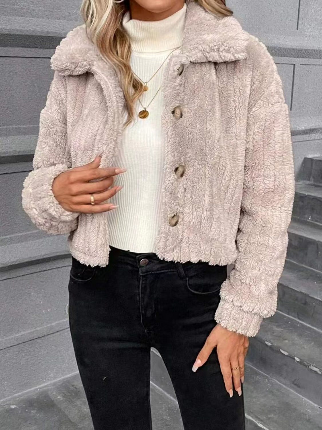 Button-Up Long Sleeve Fuzzy Outerwear | Cozy & Trendy Cold-Weather Layer