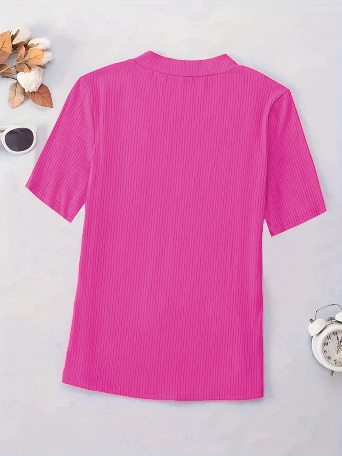 Full Size Solid V-Neck Short Sleeve T-Shirt Plus Size