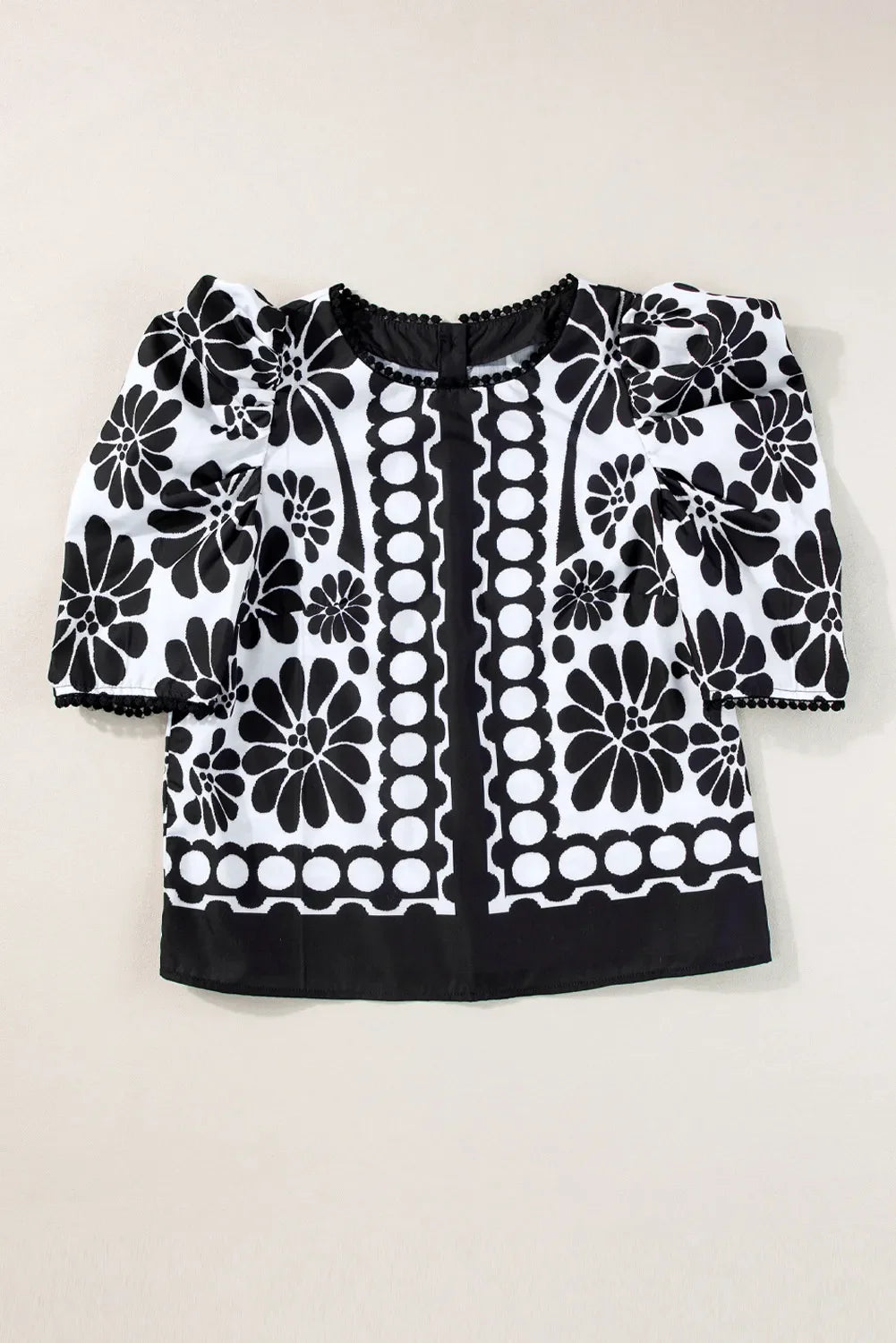 Printed Round Neck Half Sleeve Blouse | Stylish & Versatile