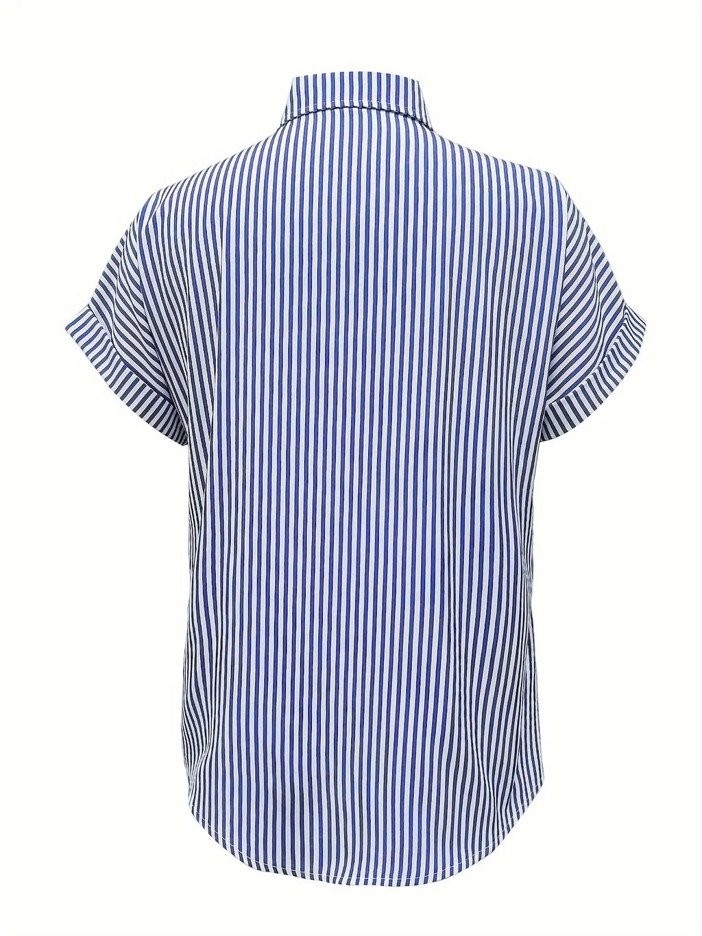 Full Size Striped Button-Up Casual Shirt with Pocket Plus Size