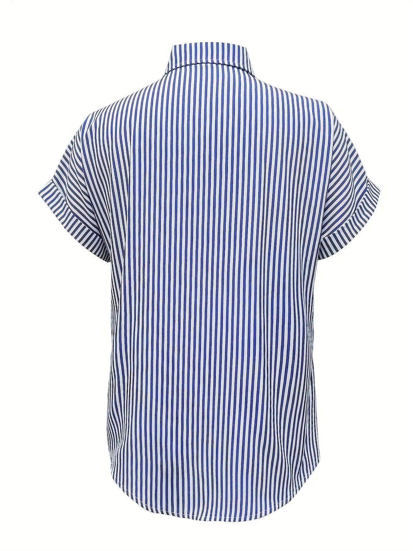 Full Size Striped Button-Up Casual Shirt with Pocket Plus Size