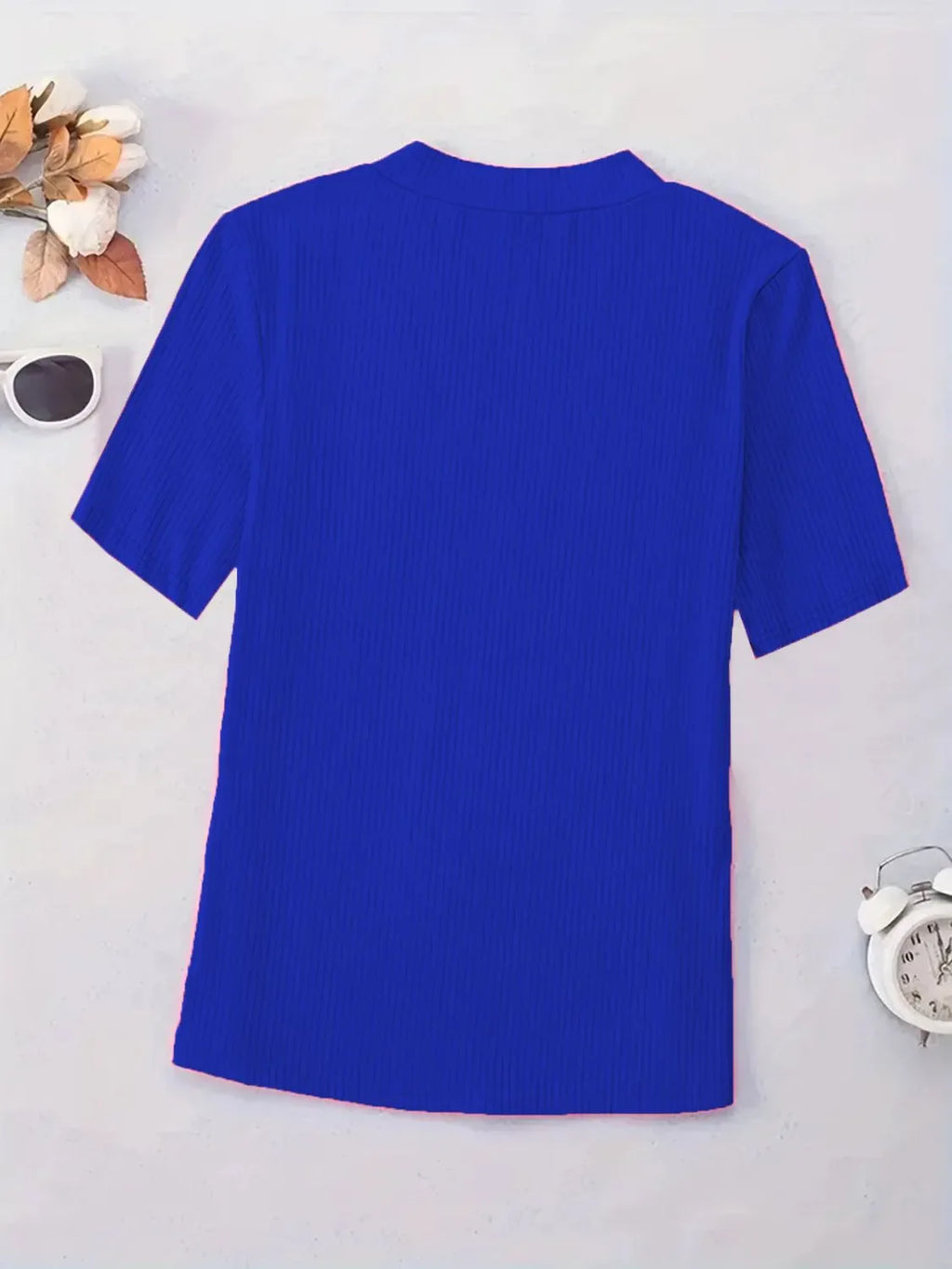 Full Size Solid V-Neck Short Sleeve T-Shirt Plus Size