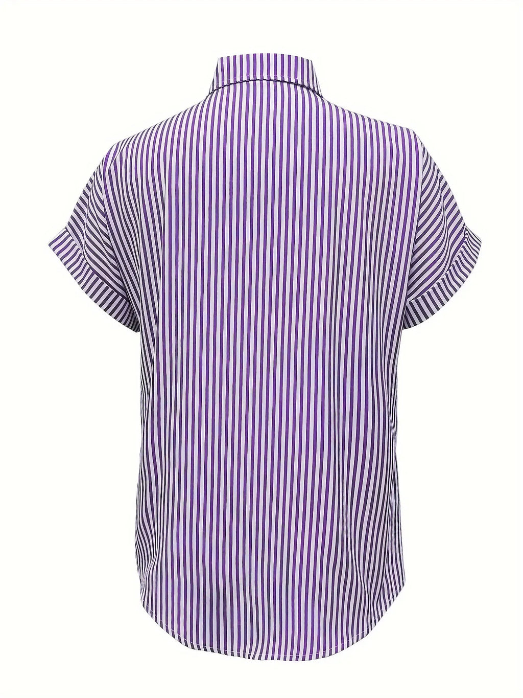 Full Size Striped Button-Up Casual Shirt with Pocket Plus Size