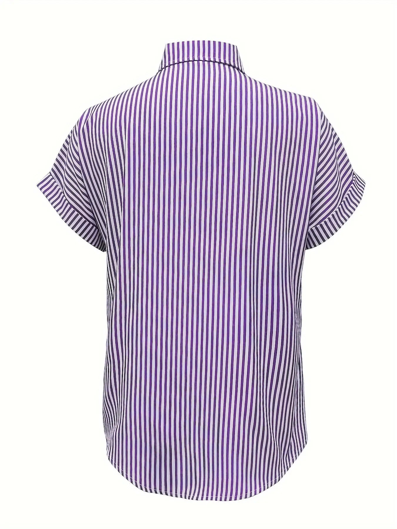 Full Size Striped Button-Up Casual Shirt with Pocket Plus Size