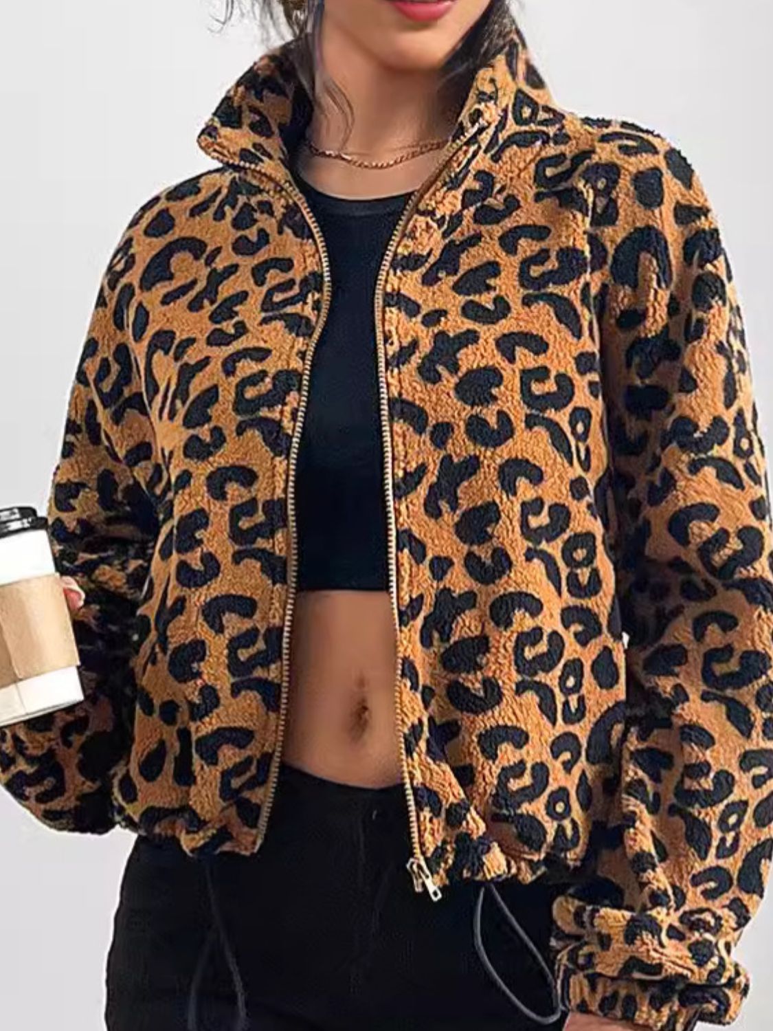 Leopard Zip-Up Long Sleeve Jacket | Bold & Trendy Outerwear